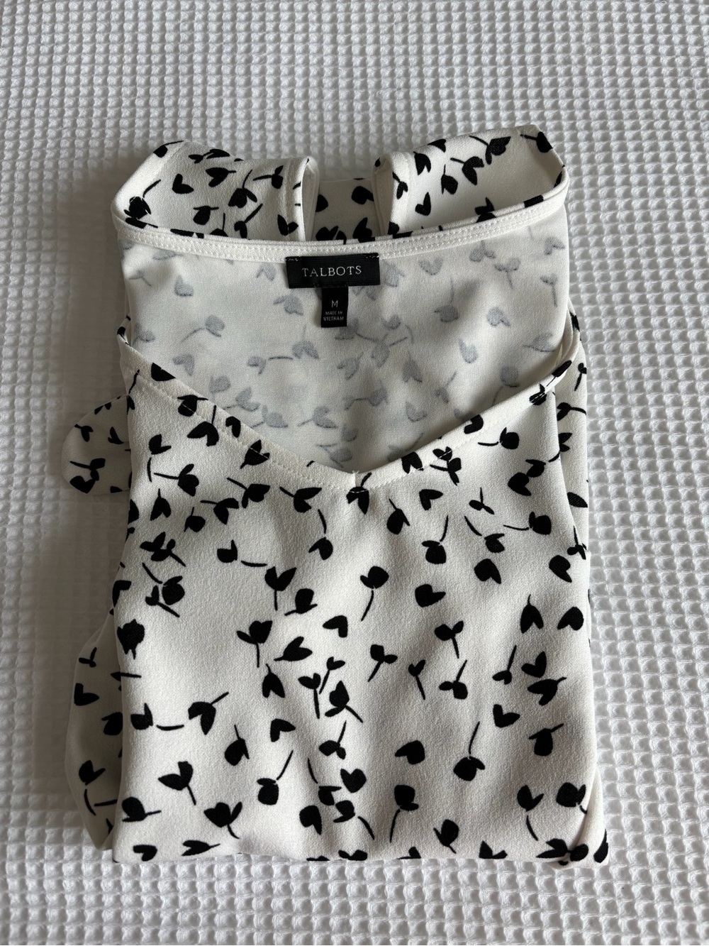 Talbots White and Black Floral V-Neck Camisole